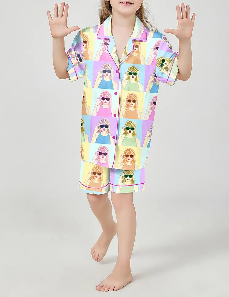Watercolor Print Cute Kid's Pajama Set