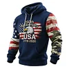 Men's Vintage 250th Anniversary American Flag Eagle 1776 Print Pocket Hoodie by Inlyline