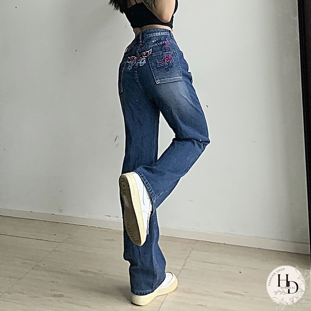 Embroidery Butterfly Boyfriend Jeans