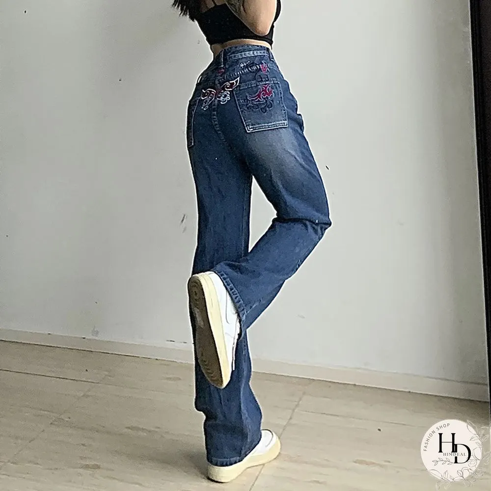Embroidery Butterfly Boyfriend Jeans