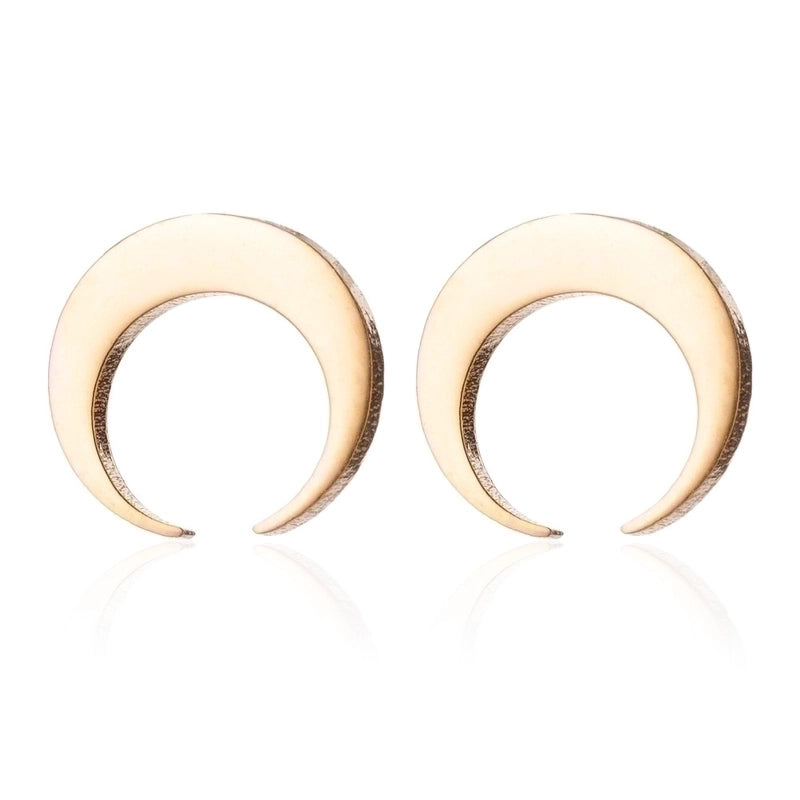 Minimalist Triangle Moon Coconut Tree Stainless Steel Asymmetrical Plating Ear Studs 1 Pair