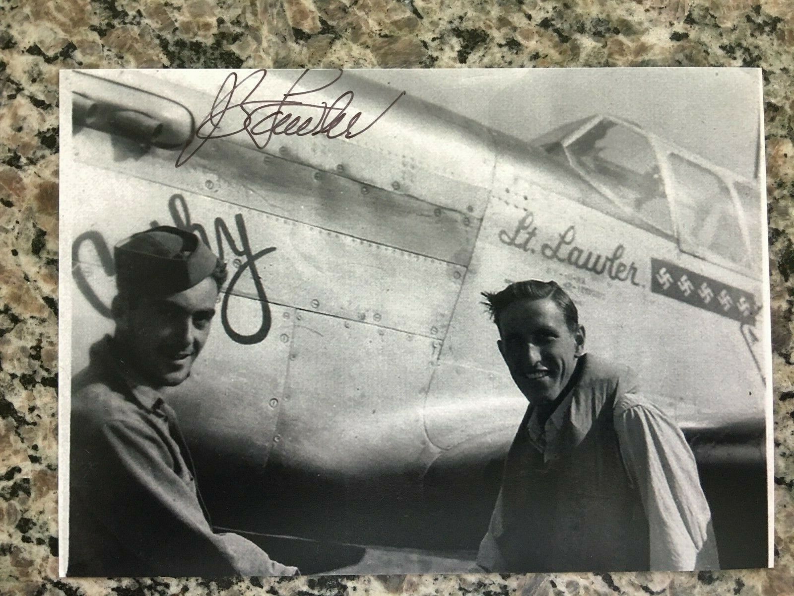 JOHN BARRY LAWLER 52ND FIGHTER GROUP DOUBLE ACE FIGHTER PILOT RARE SIGNED Photo Poster painting