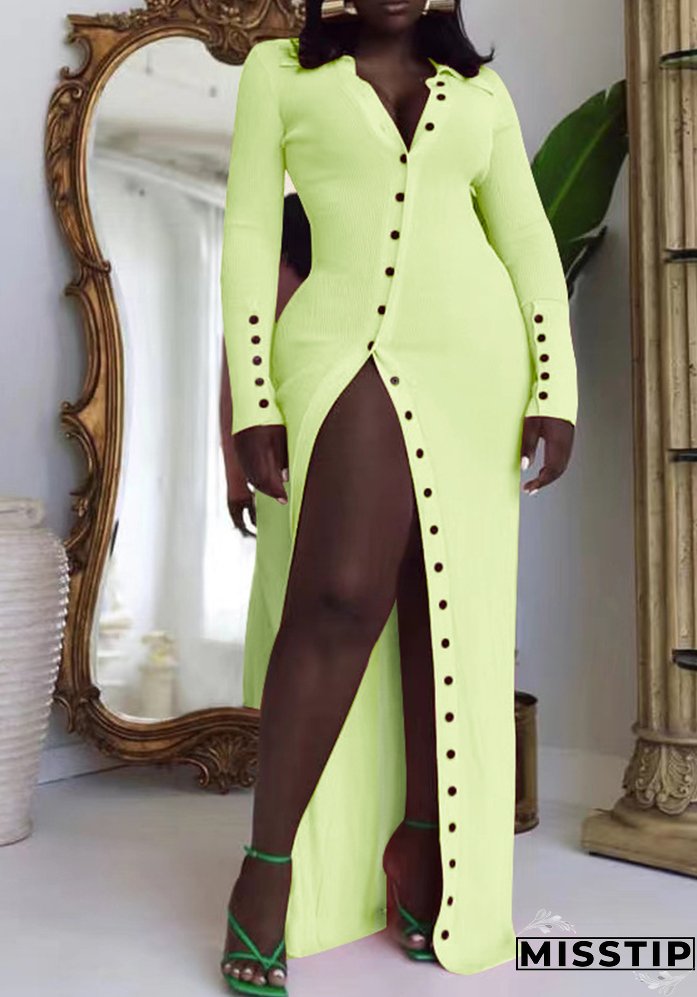 Sexy Button Long-Sleeved Midi Dresses For Women