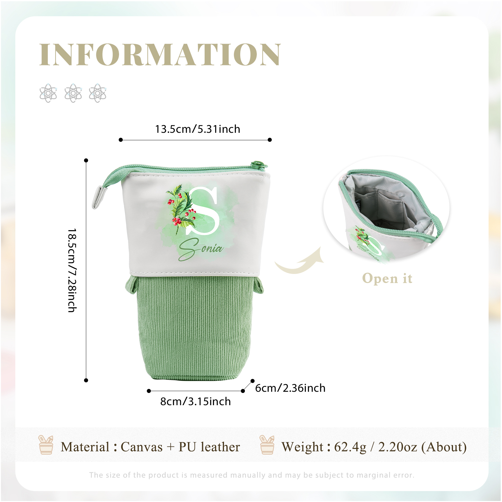 Personalised Pencil Case Custom Name & Letter & Birthday Flower Pen Pouch Back To School Gift for Kids-Jessemade AU