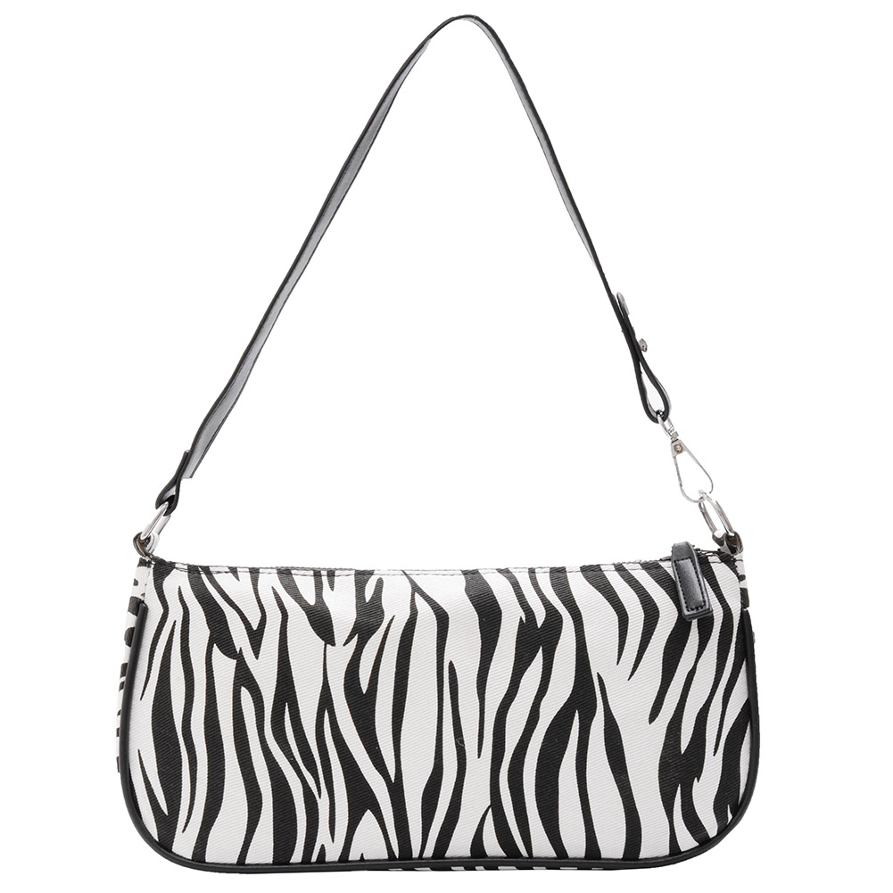 

Cow Zebra Print Handbag Female Zipper Shoulder Underarm Bag, Zebra pattern, 501 Original