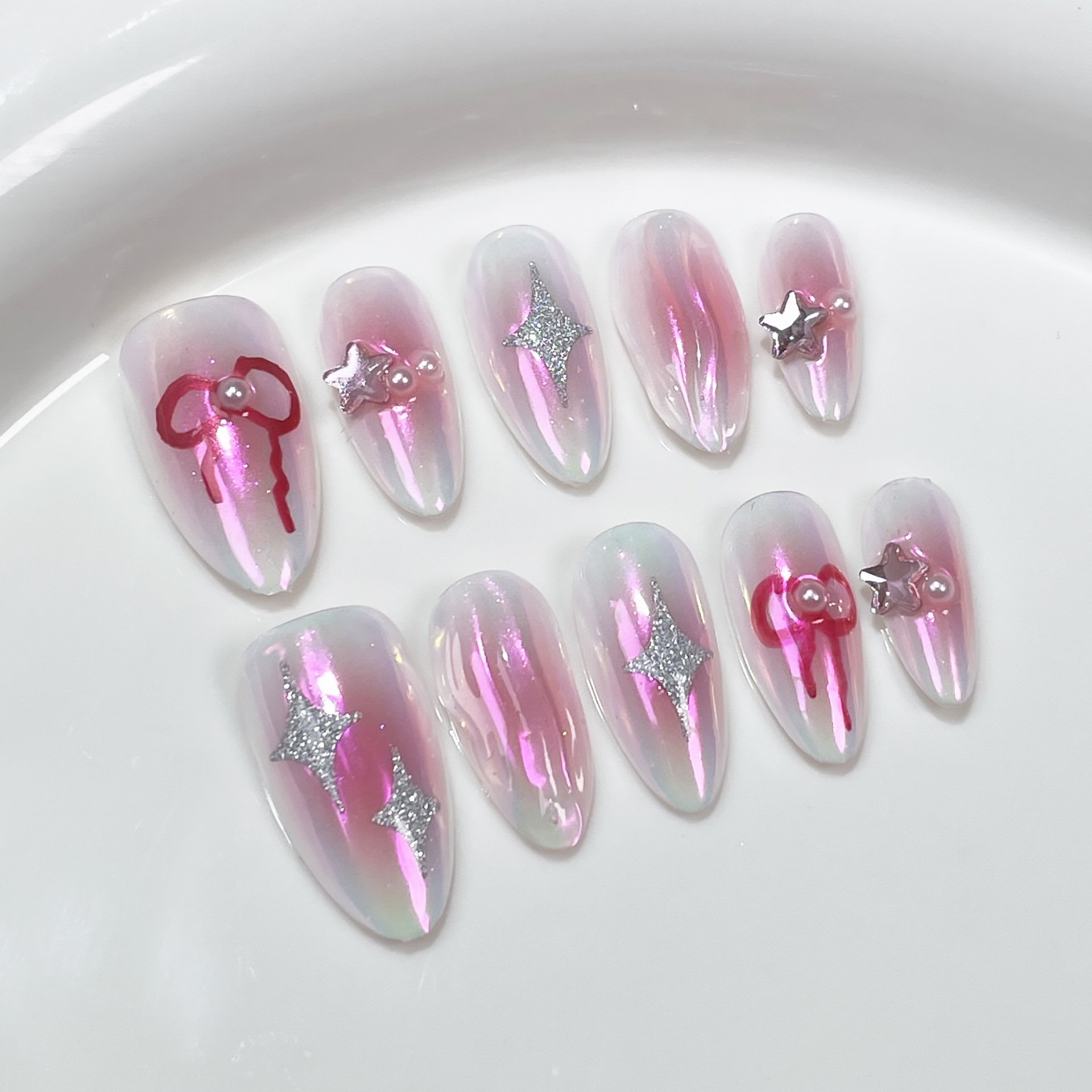Sweet and Cool Baddie Blush Almond Handmade Press-On Nails