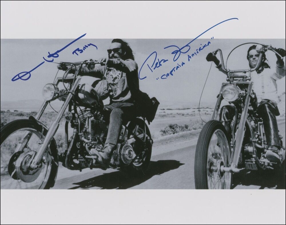 DENNIS HOPPER & PETER FONDA Signed Photo Poster paintinggraph Film Actors 'Easy Rider' preprint