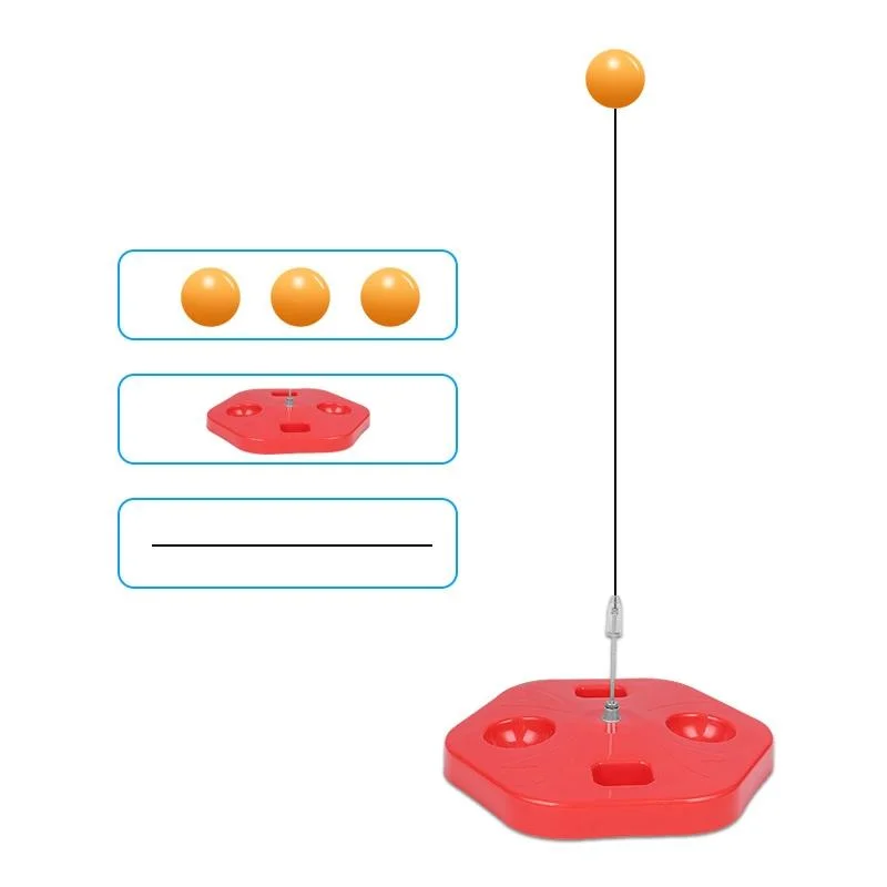 Single Table Tennis Trainer Elastic Flexible Shaft Fixed Ball Training Device, Specification: Red Without Racket