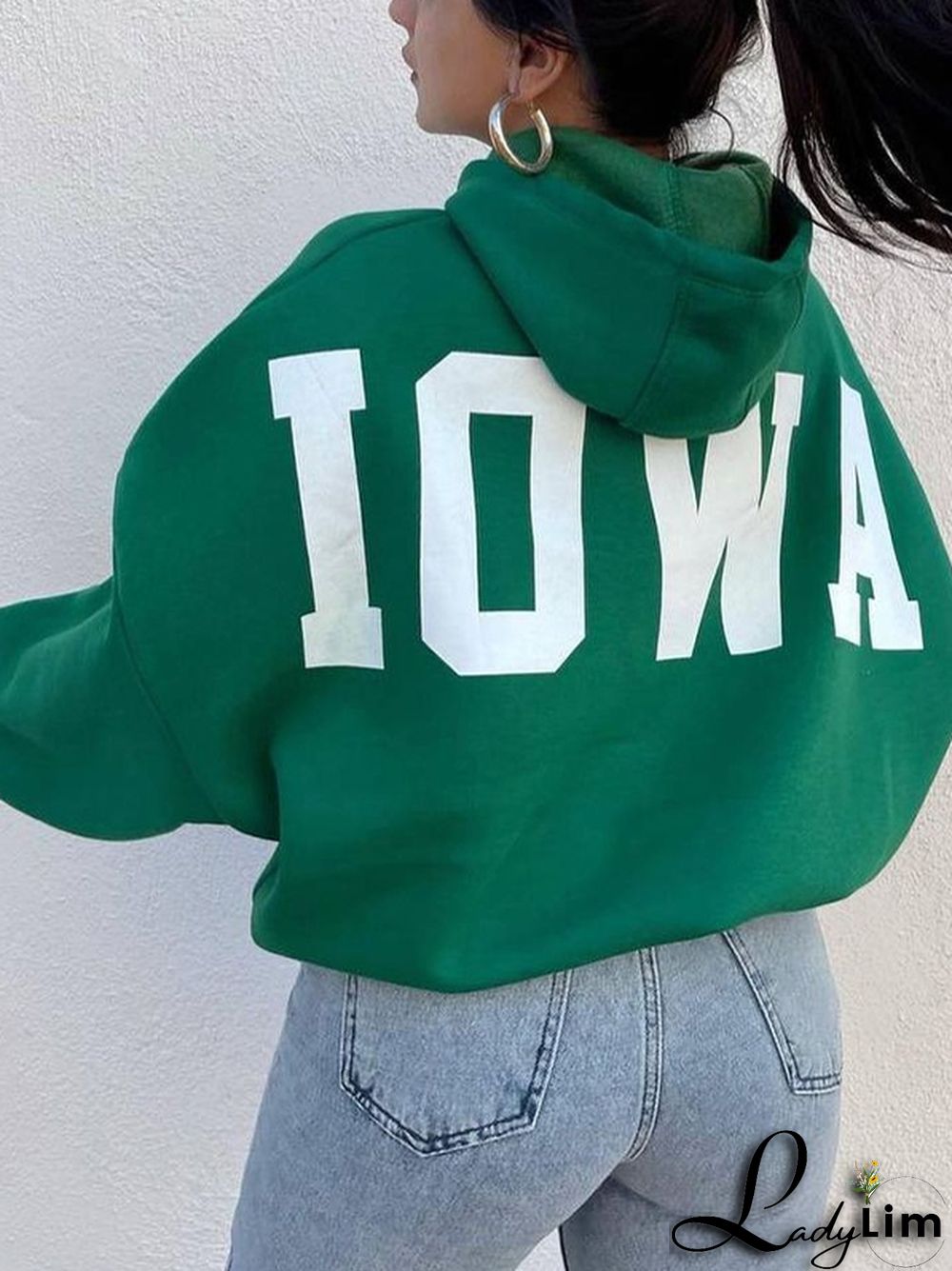Letter Print Short Oversized Hoodie