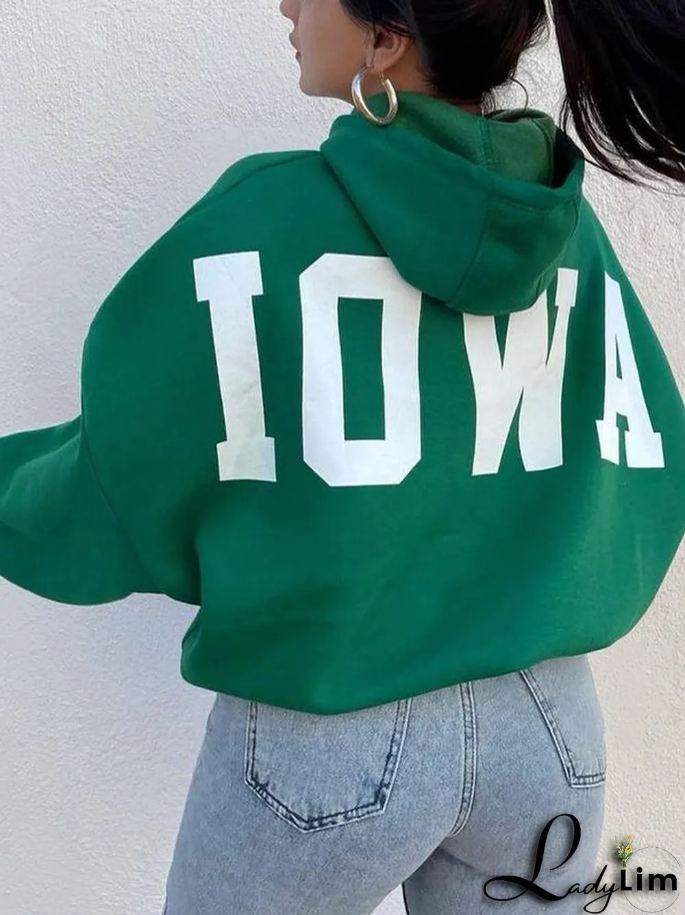 Letter Print Short Oversized Hoodie