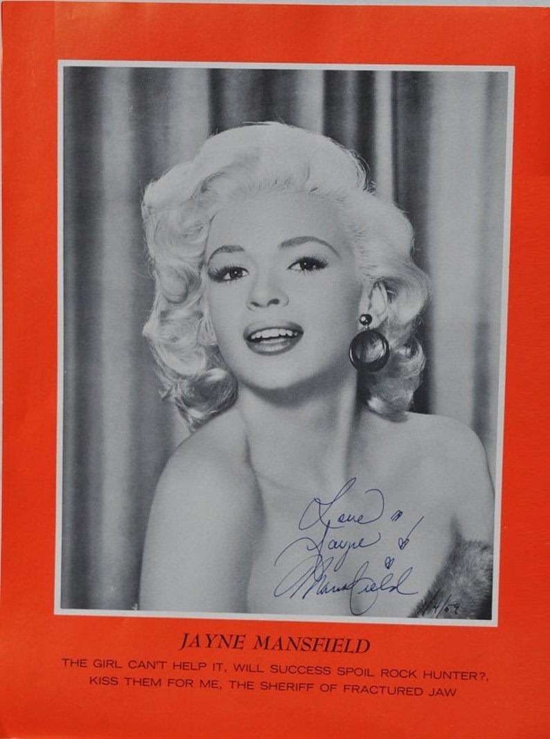 JAYNE MANSFIELD Signed Photo Poster painting Playboy Playmate Rita Marlowe wCOA