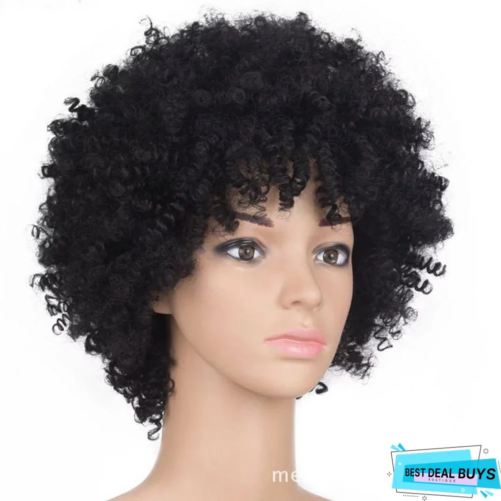Female Short Curly Hair African Small Curly Explosive Head Chemical Fiber Headgear