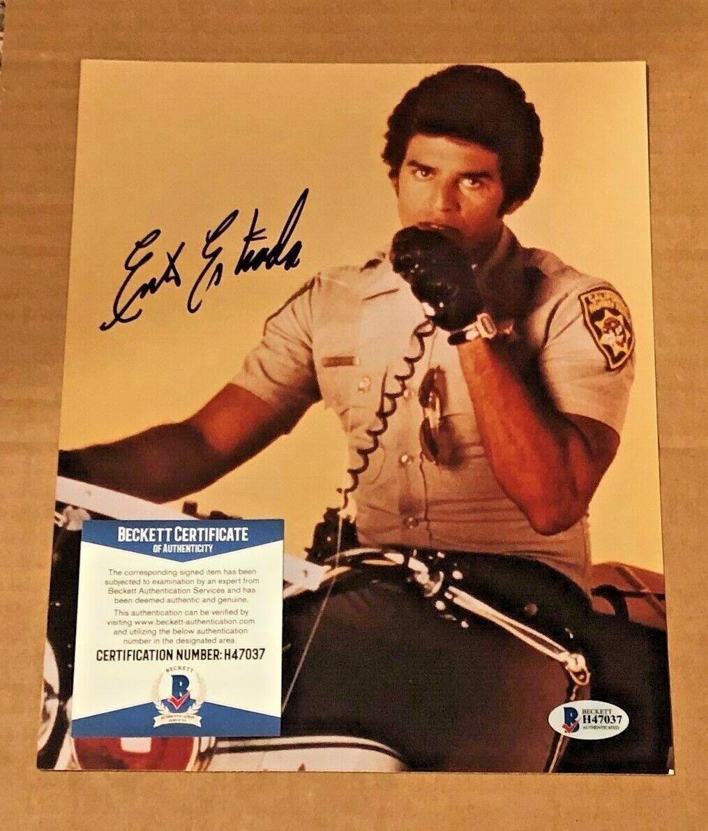 ERIK ESTRADA SIGNED CHIPS 8X10 Photo Poster painting BECKETT CERTIFIED