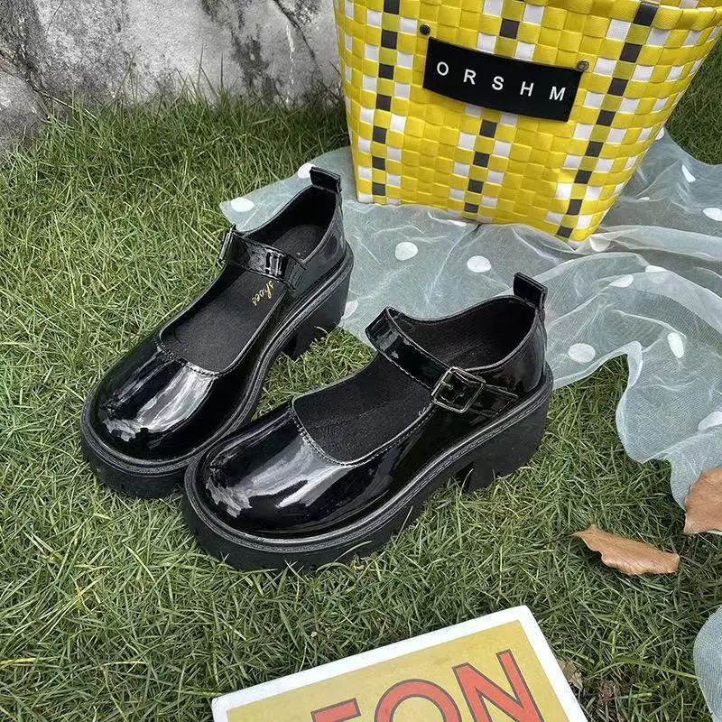 Breakj Breakj And Summer 2025 JK Uniform Shoes To Increase The Thick Bottom Of The Student Mary Jane High-Heeled Retro Single Shoes English