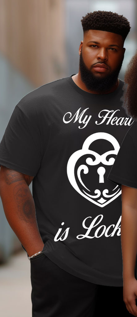Couple Plus Size My Heart Locks the Key Round Neck Short Sleeve T-Shirt