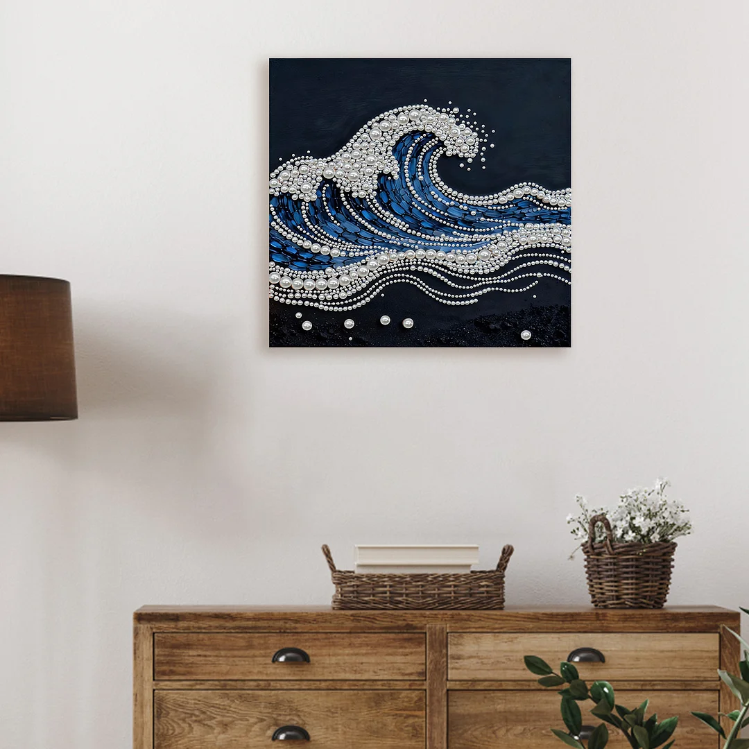 Waves DIY Pearl Art Diamond Painting With Frame 30x30cm for Adults Home Decor