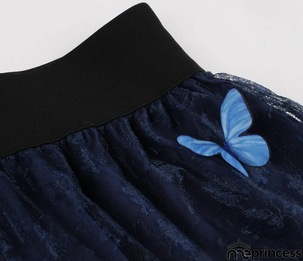 Women Double Layer Pansy Mesh Skirt