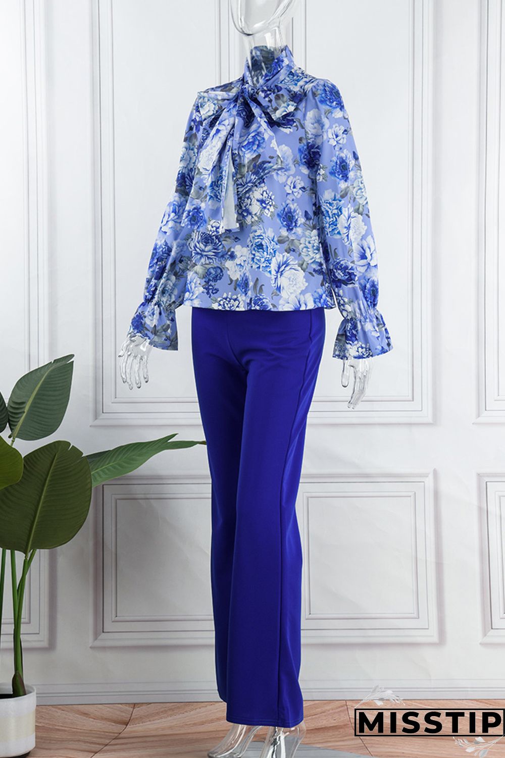 Rose Red Casual Print Patchwork O Neck Long Sleeve Two Pieces