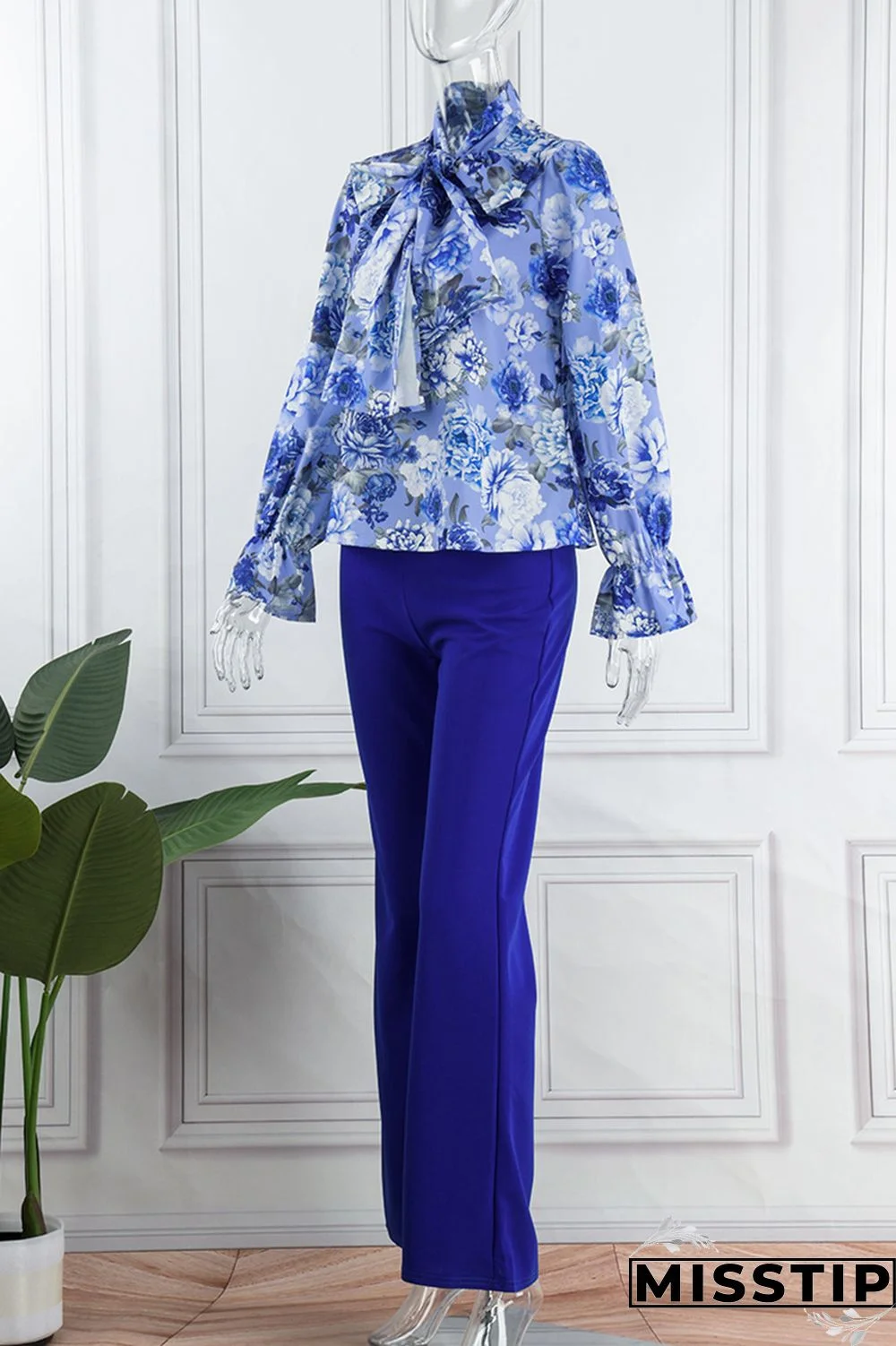 Rose Red Casual Print Patchwork O Neck Long Sleeve Two Pieces