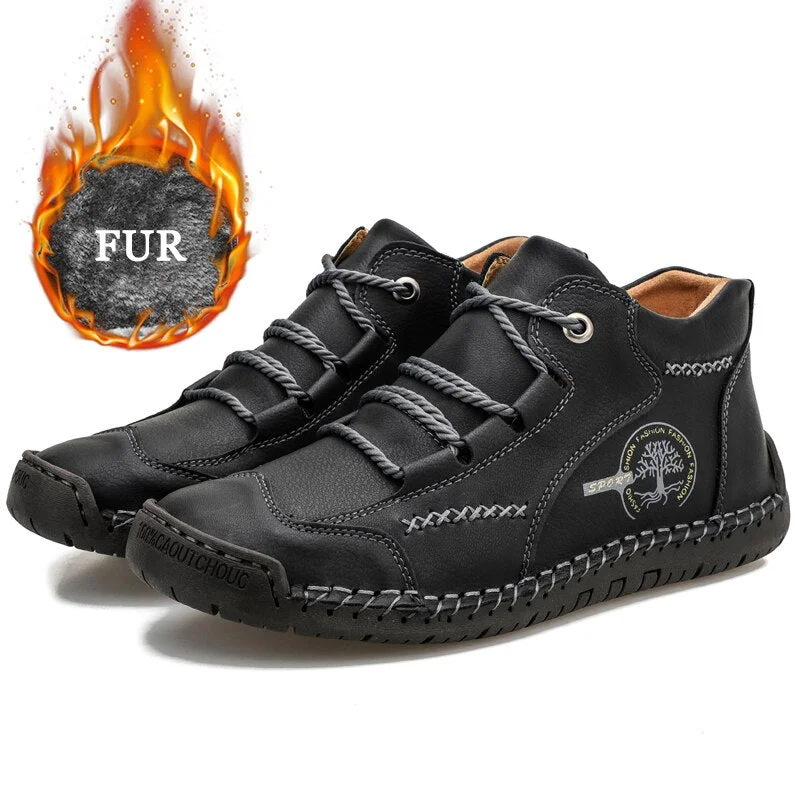 2020 Fashion Winter Men Boots Leather Handmade Ankle Boots Blue Outdoor Autumn Boots Men Casual Leather Shoes Men