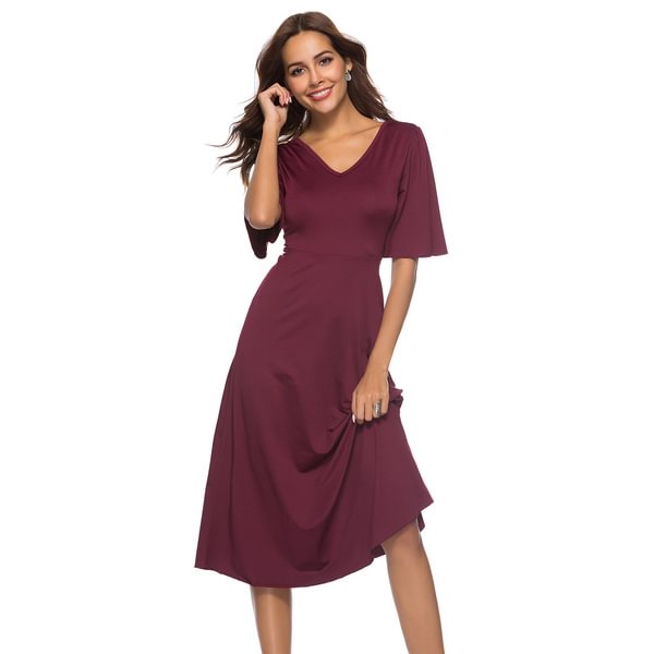 Crisscross Back V-Neck A-Line Dress - BlackFridayBuys