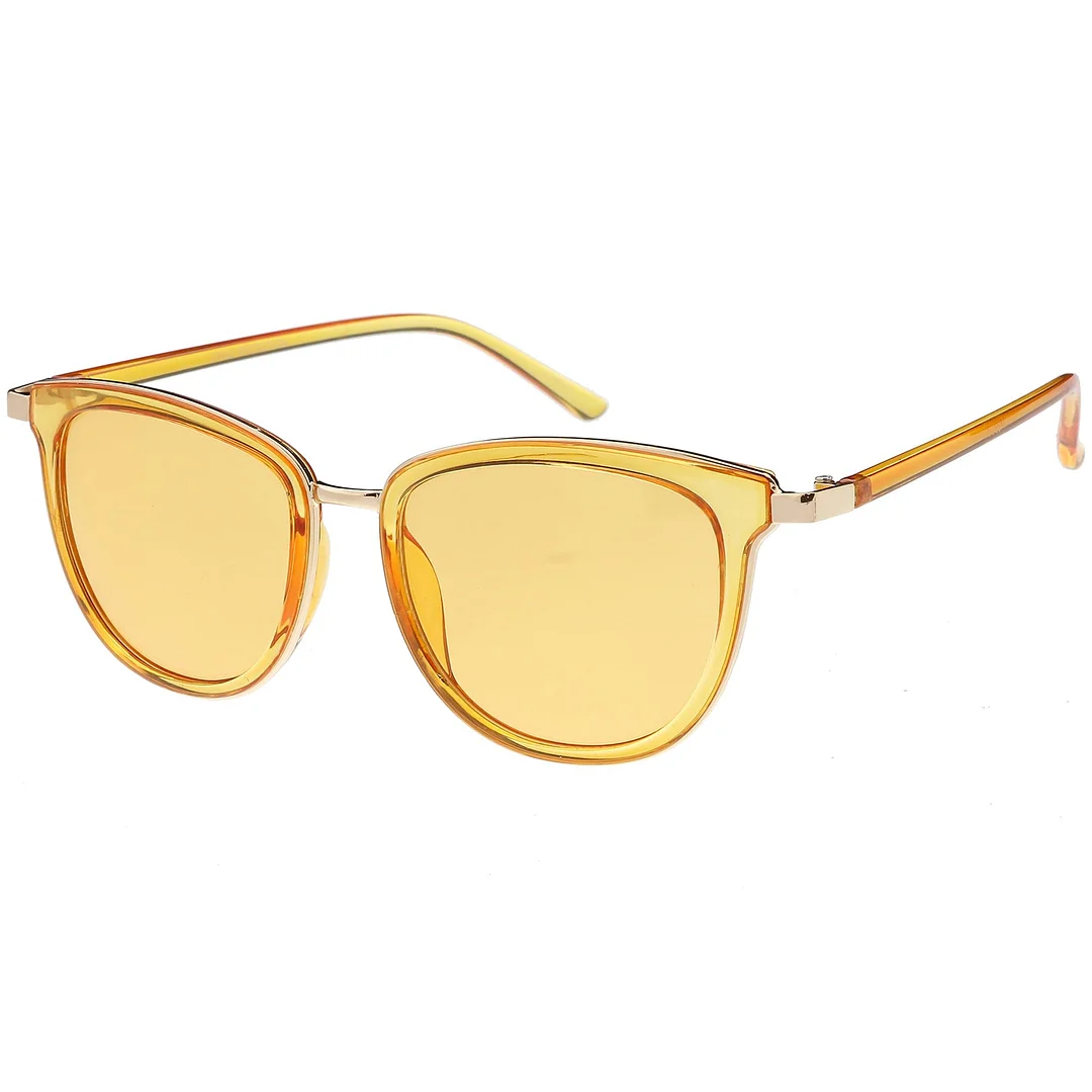 Translucent Metal Trim Square Horn Rimmed glasses Color Tinted Lens 53mm