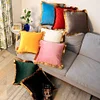 Velvet Golden Tassels Plush Home Living Creative Cushion Pillow Cover