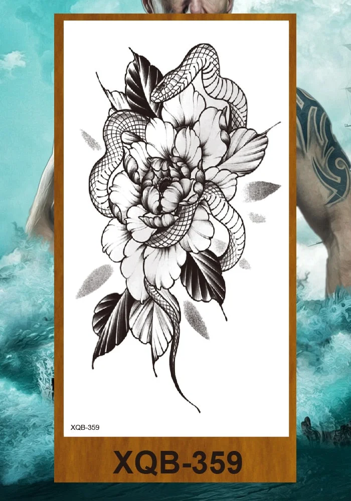 Temporary Tattoos Stickers Dragon Snake Tiger Totem Pterosaur Demon Beast Men Women Adult Girl Flower Arm Chest Fake Tatoo DIY