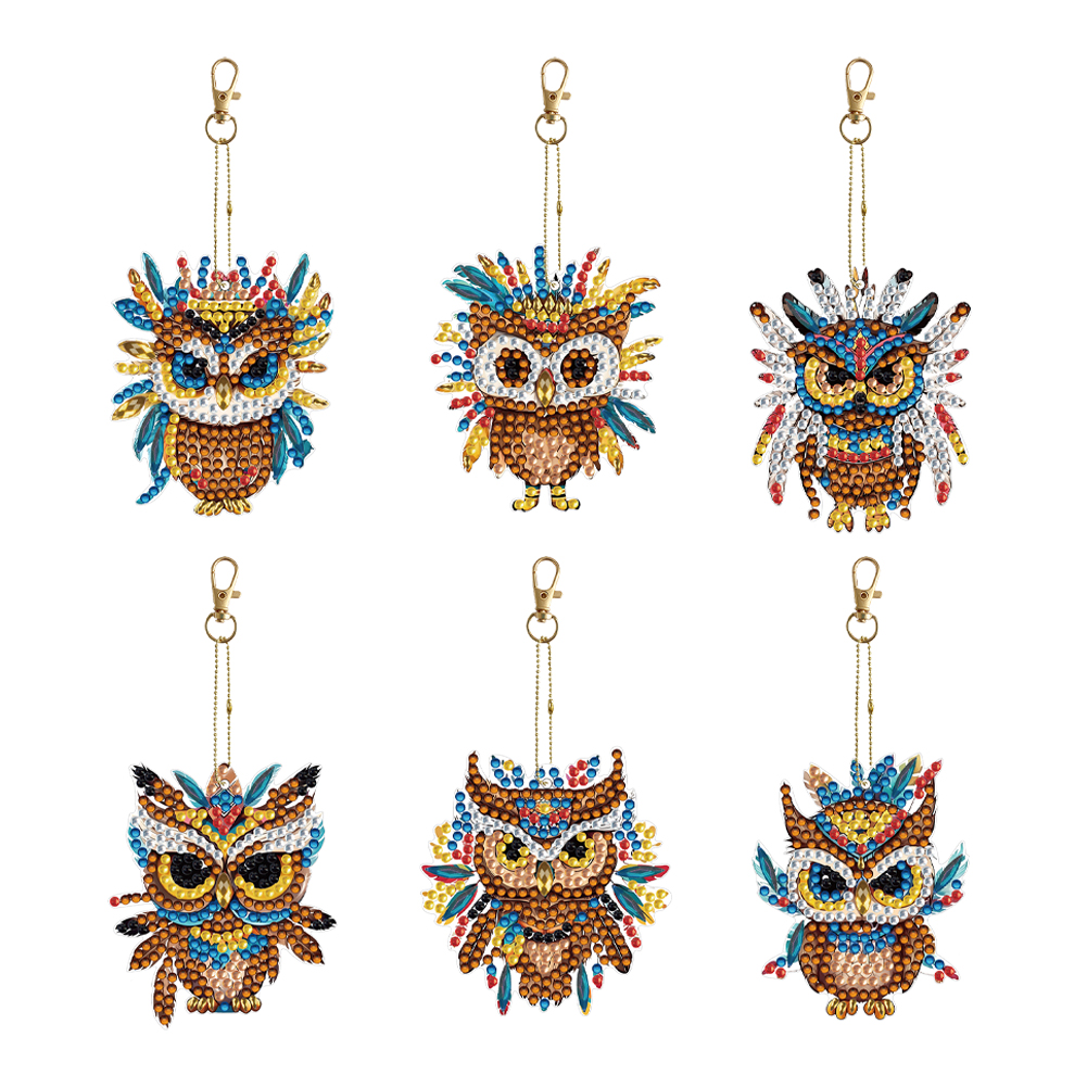 DIY Diamond Art Keychains Cartoon 6pcs (Ethnic Style Owl) 4.99