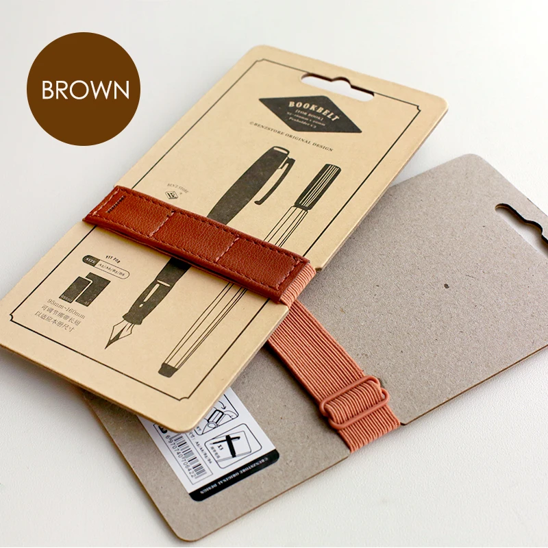 Leather Pen Clip Retractable Pencil Case Insert Elastic Strap Pen Clips Retro Notebook DIY Peripheral Accessories