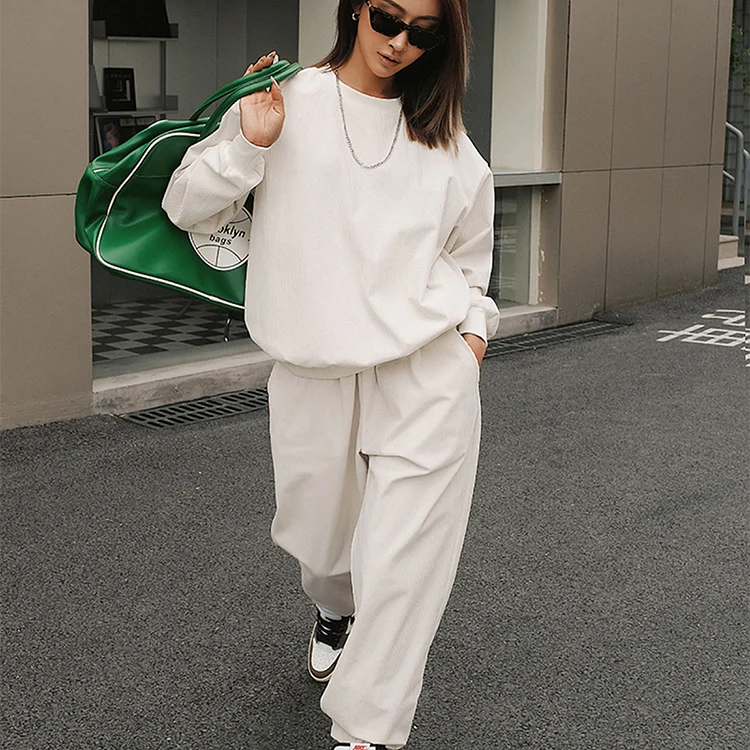 PASUXI Women's Casual Sportswear Set - Round Neck Sweatshirt Jogger Pants 2-Piece Lounge Suit huanwei