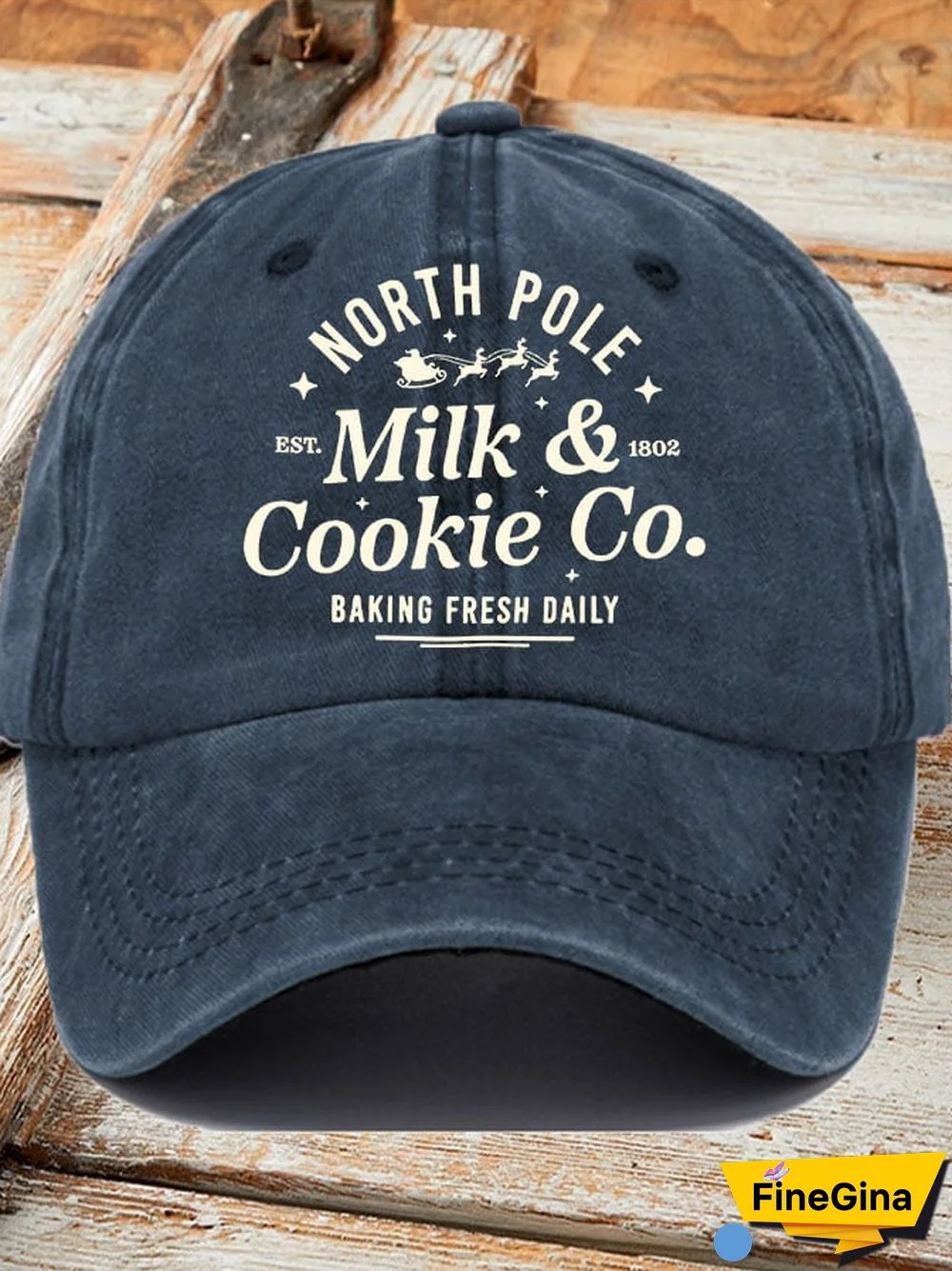 North Pole Milk & Cookie Co. Baking Fresh Daily EST 1802 Christmas Women's Printed Baseball Cap