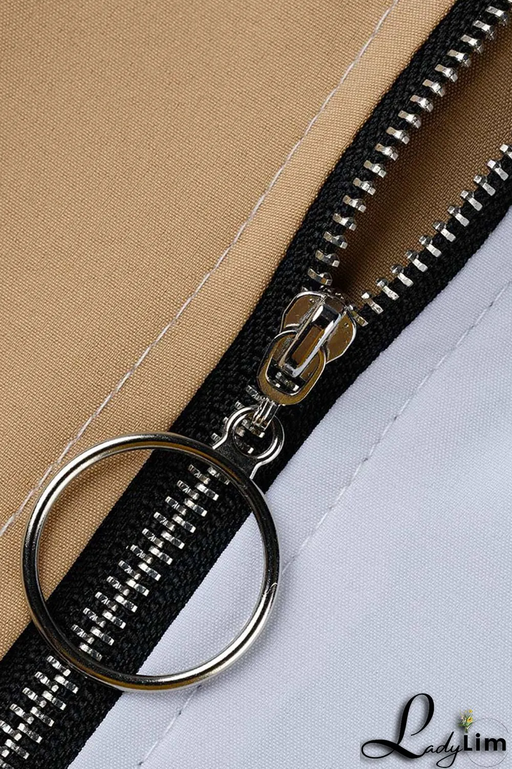 Light Blue Casual Solid Patchwork Zipper Collar Straight Plus Size Dresses