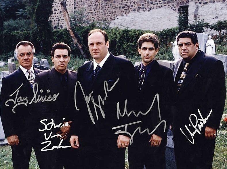 THE SOPRANOS TV Cast Signed Photo Poster paintinggraph - 5x Actors JAMES GANDOLFINI preprint