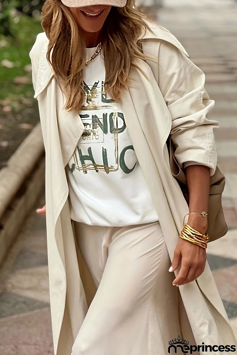 Casual Letter Printing O Neck Tops