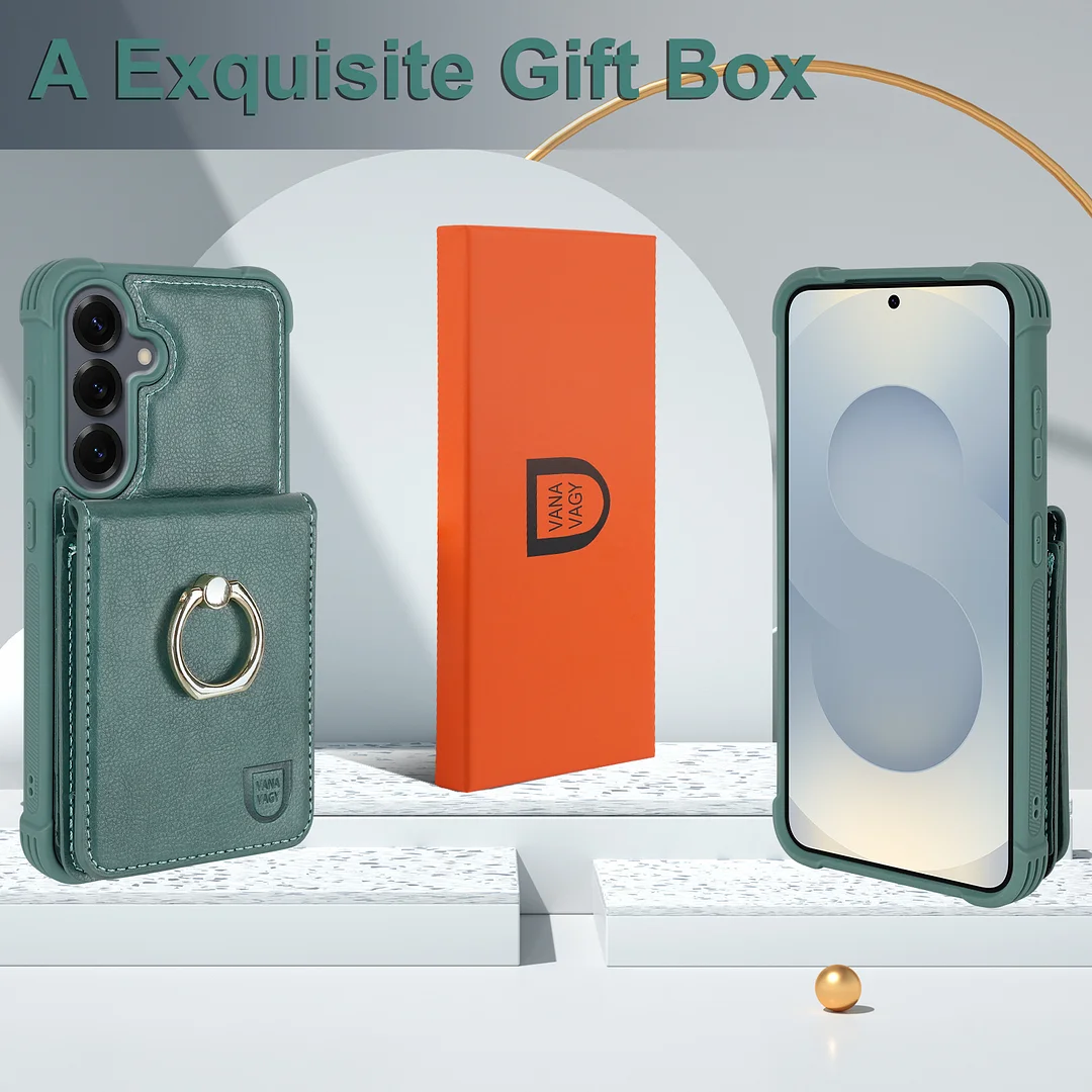 VANAVAGY Wallet Case Compatible for Galaxy S25 5G with Credit Card Holder and Coin Pocket