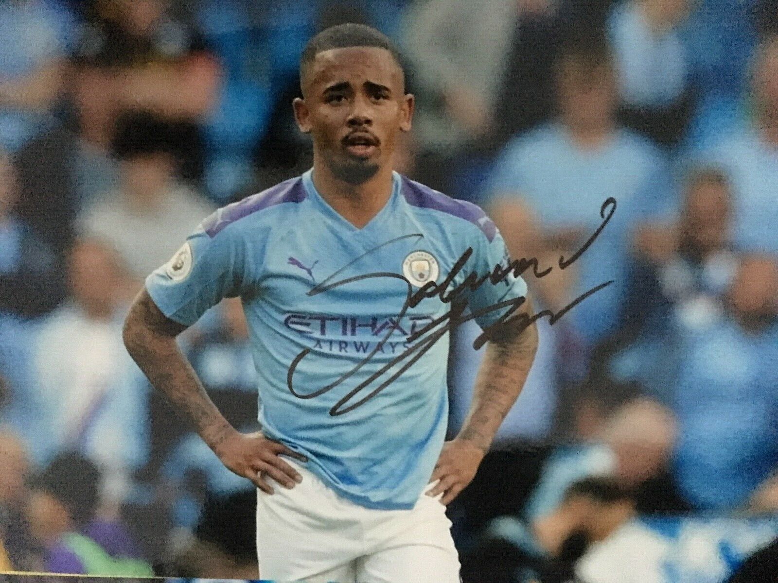 GABRIEL JESUS - MANCHESTER CITY FOOTBALLER - EXCELLENT SIGNED Photo Poster paintingGRAPH