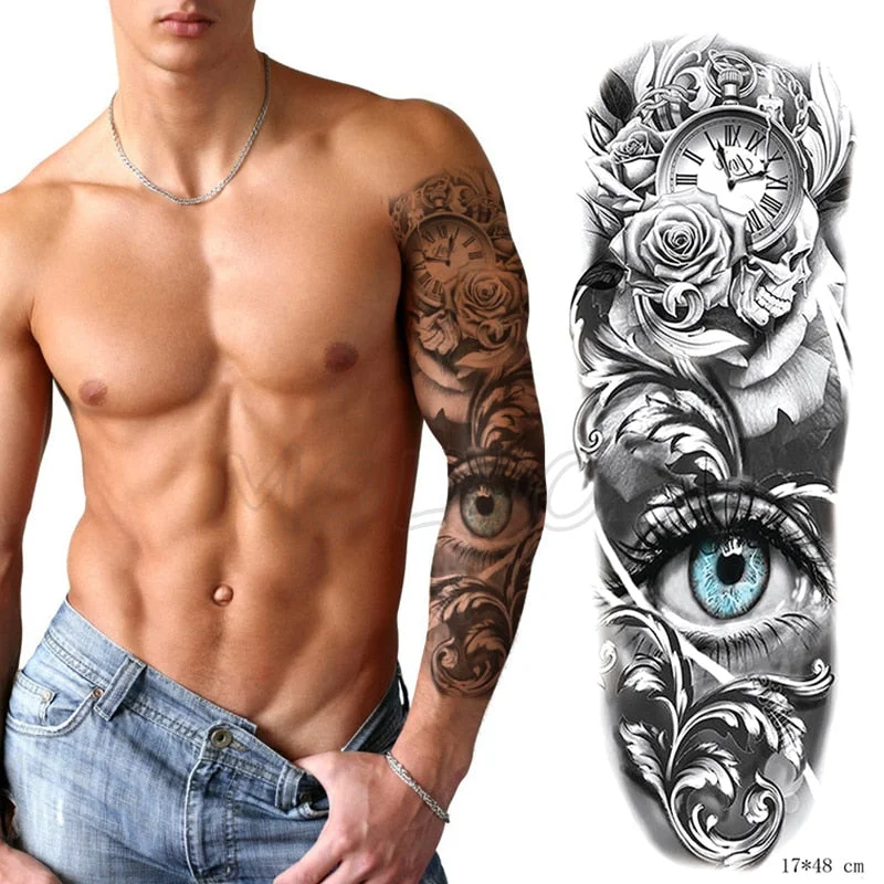 Waterproof Temporary Tattoo Sticker Full Arm Large Virgin Cross Tatoo Stickers Flash Fake Tattoos for Men Women