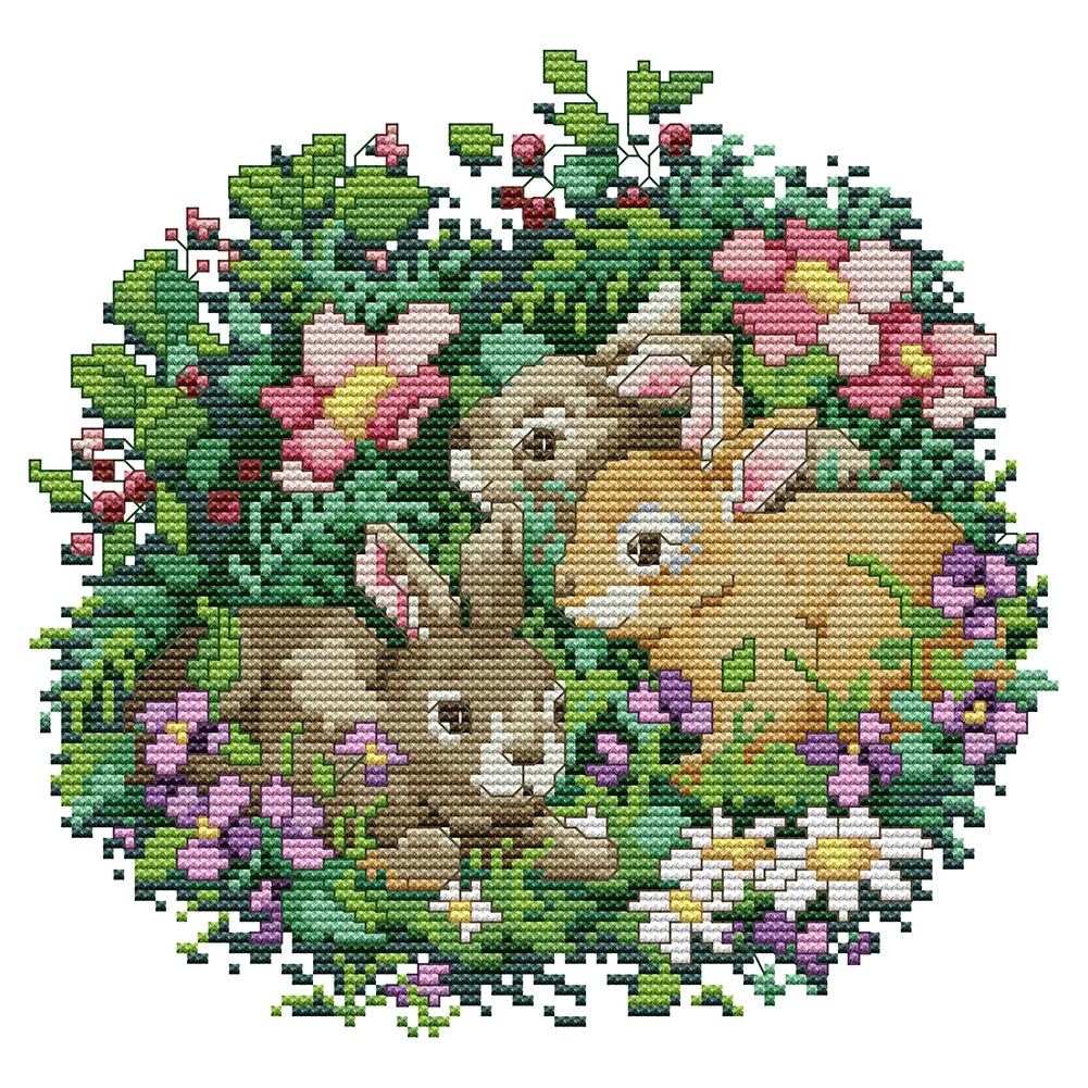 

Three Little Rabbits - 14CT Stamped Cross Stitch - 25*22cm, 501 Original