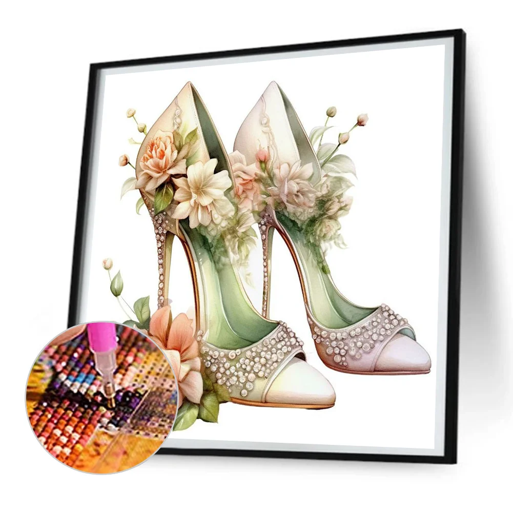 Full Round Diamond Painting 30*30cm - Flower High Heels