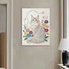 DIY Pearl Painting White Cat for Home Wall Decor with Frame(40x30cm)