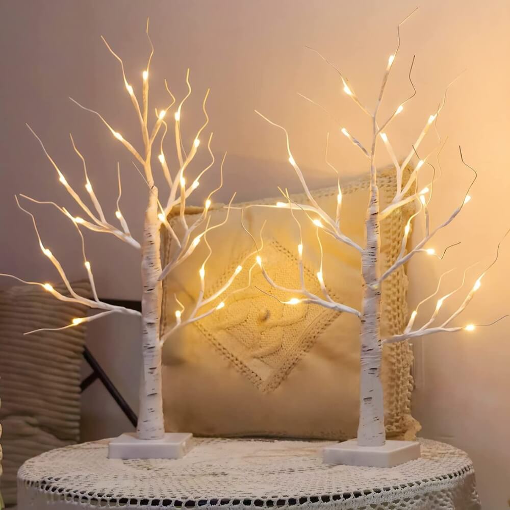 Lighted Birch Tabletop Trees (2 Packs)
