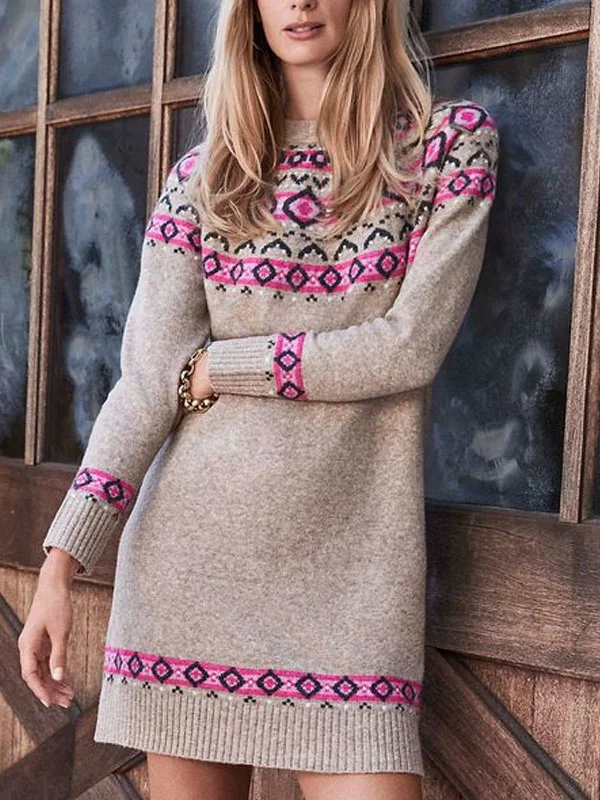 Embroidered knitted vacation temperament women's dress