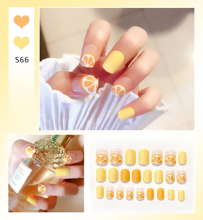 Nail Art Fake Nails Short Tips Press on With Glue Coffin Stick Clear False Display Designs Set Full Cover Artificial Square Kiss-Nail Inspo