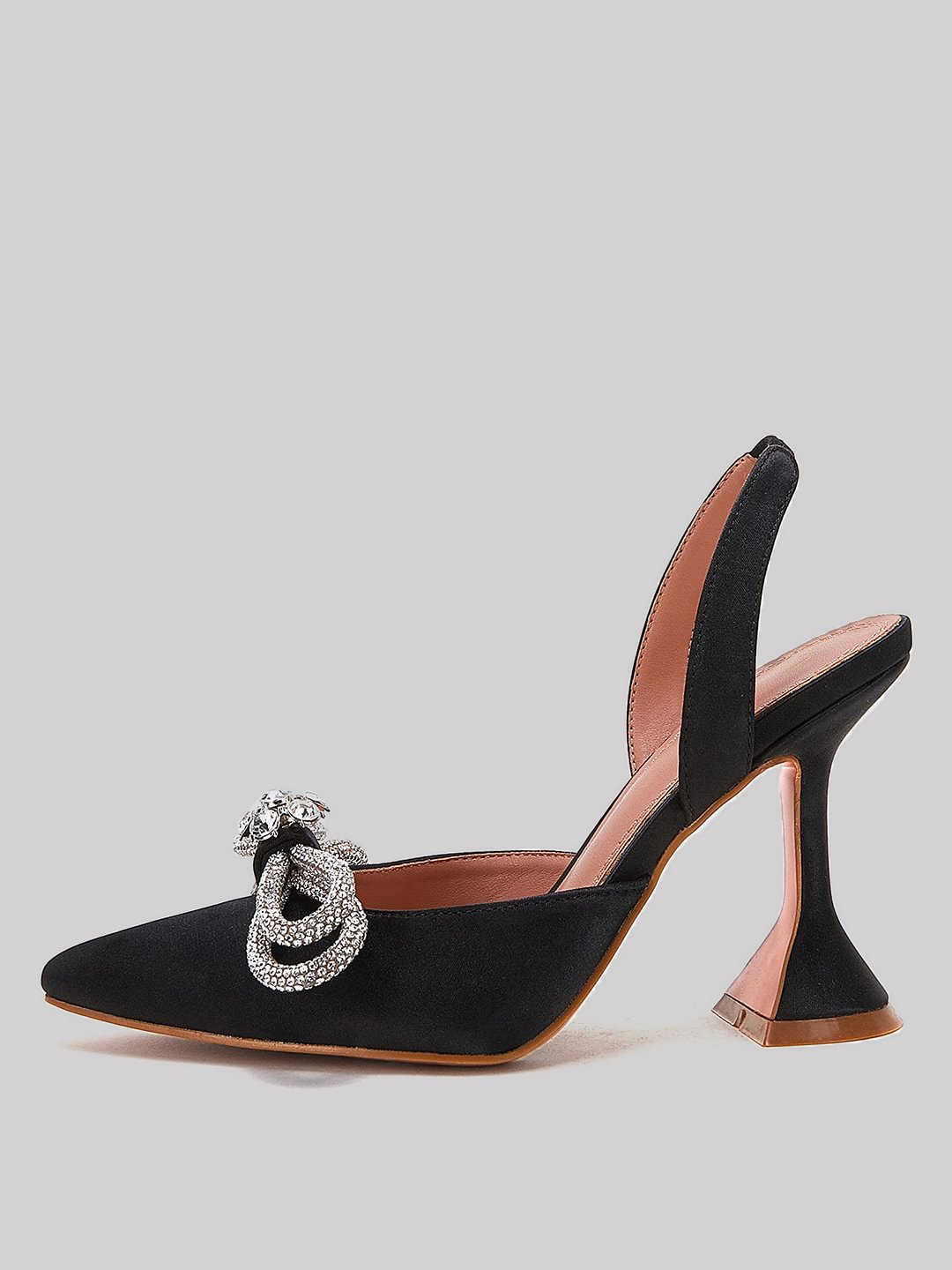 95mm Begum Crystal Bowknot Party Wedding Heels Slingback Women's Pumps