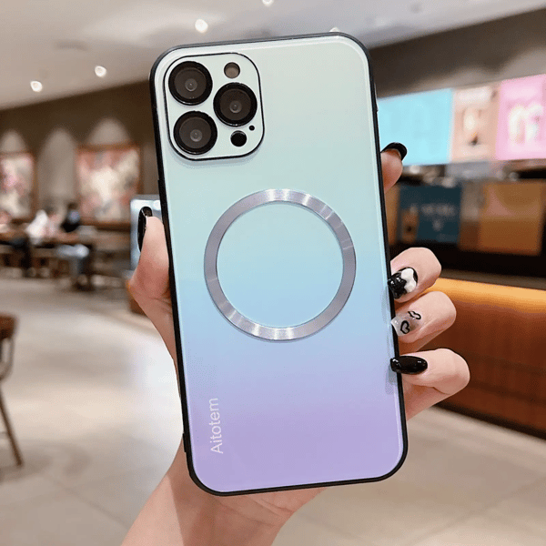 Gradientowe etui ochronne ze szkła magnetycznego na iPhone'a