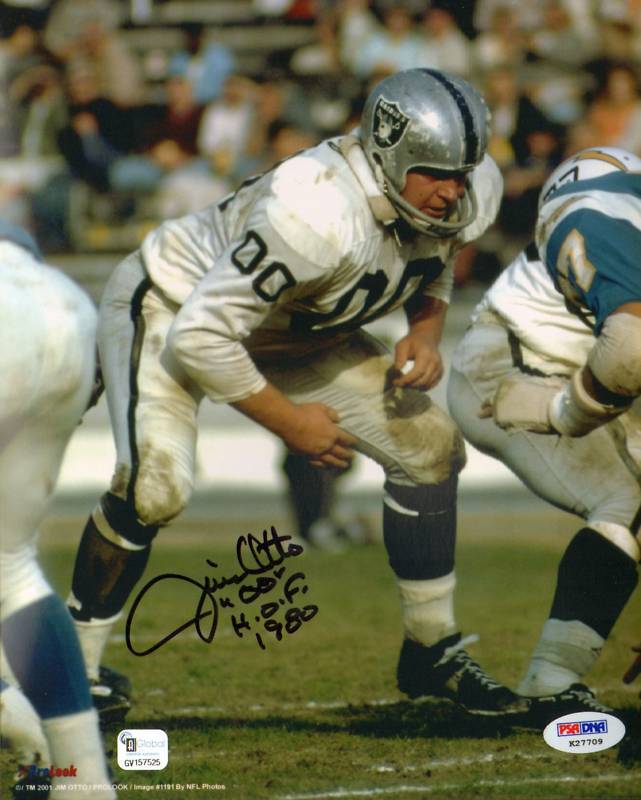 Jim Otto Signed Signed Raiders 8x10 Photo Poster painting PSA/DNA COA Picture Autograph HOF 1980