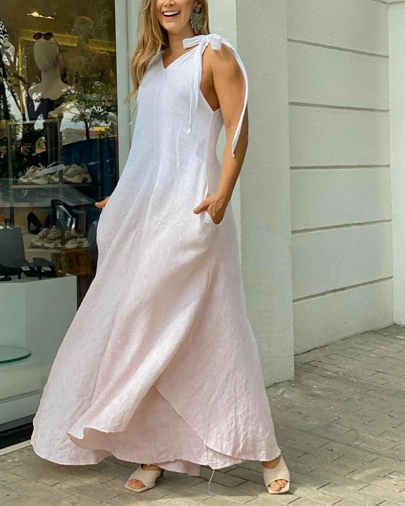 Casual V-Neck Sleeveless Gradient Jumpsuit