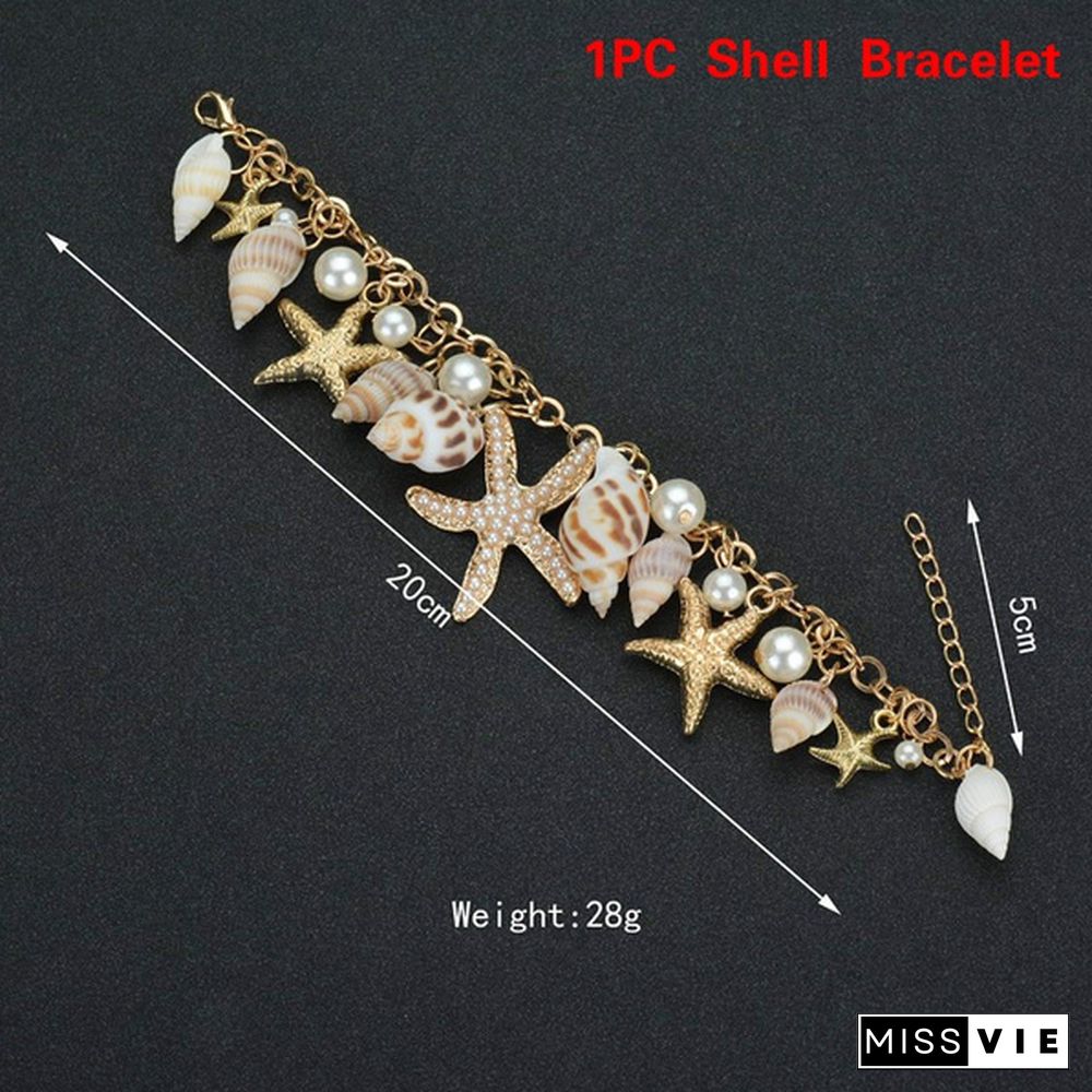 Ladies Fashion Beach Wind Starfish Wild Shell Necklace Shell Bracelet