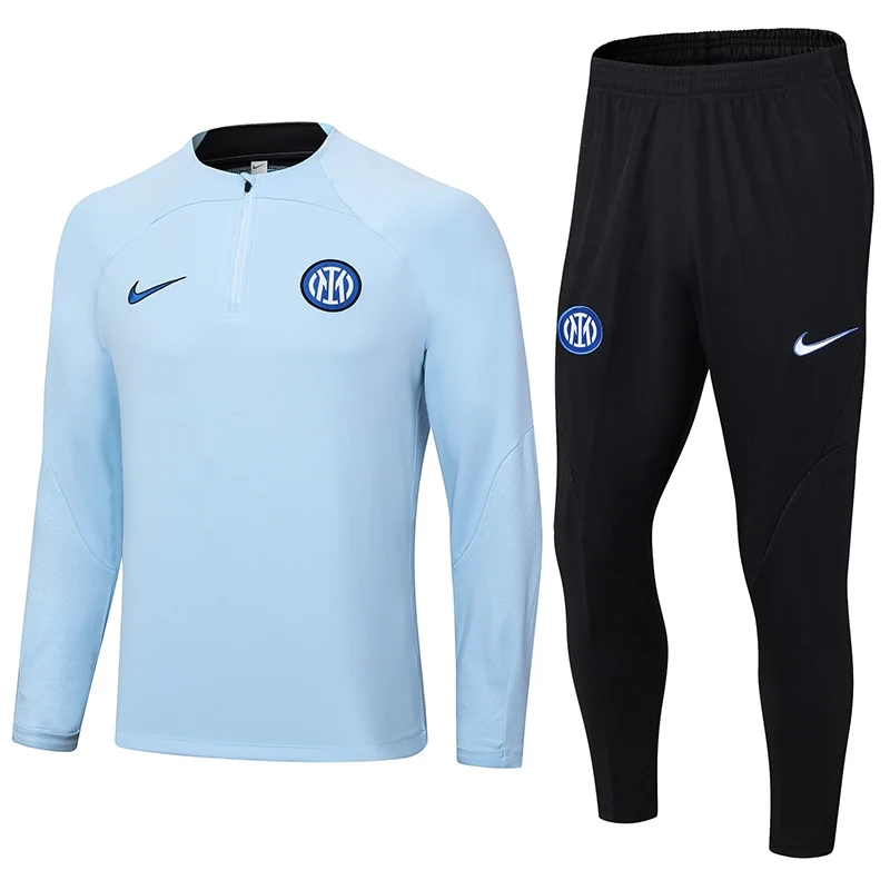 23-24 Inter Milan Half Zipper Long Sleeved Baby Kids Blue Training Suit